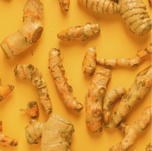 Tumeric with yellow background