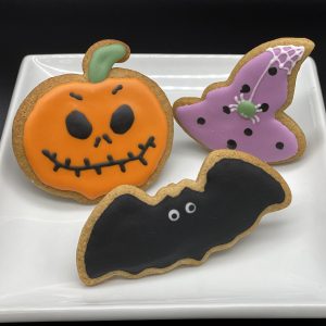 halloween biscuits - pumpkin bat and spider
