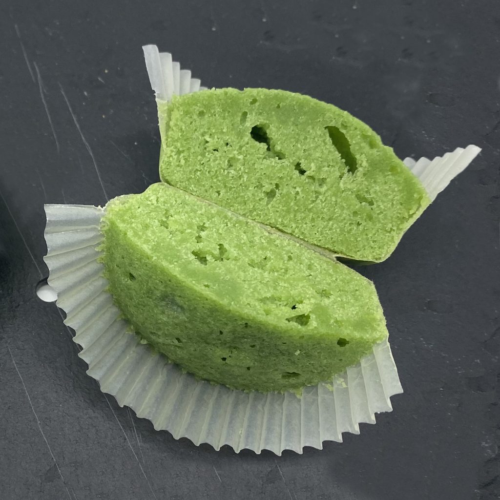 Lime Green cake cut in half