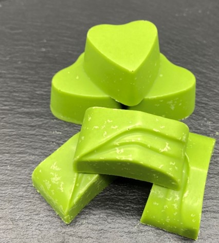 Light Green Coloured Chocolate in different shapes