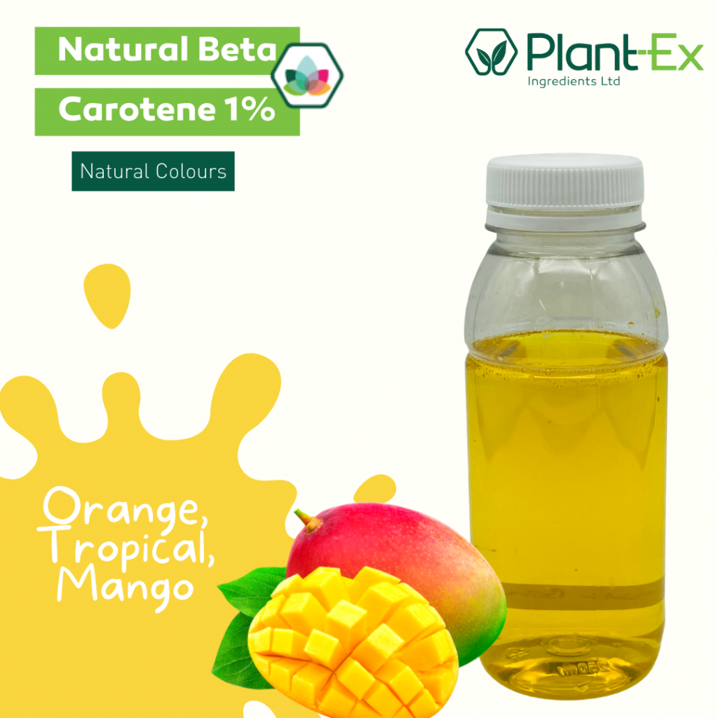 natural beta carotene in orange, tropical and mango drink