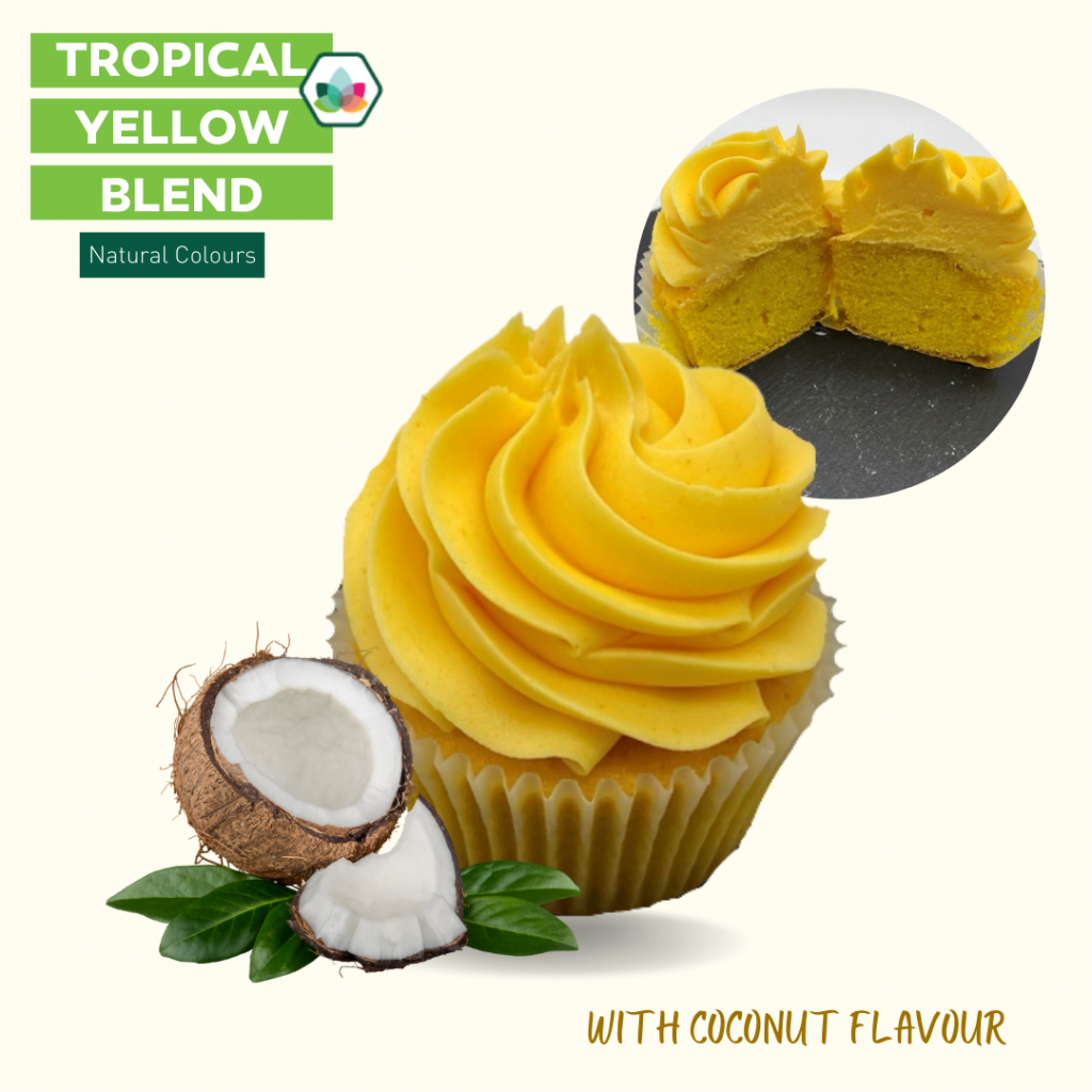 Tropical yellow coconut cupcake food colouring aroma