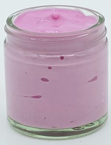 Red beet pink purple fruit preparation in yoghurt