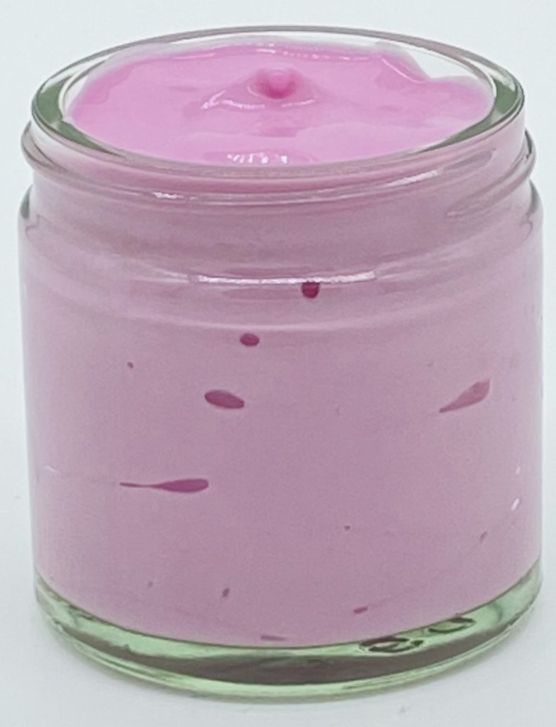Red beet pink purple fruit preparation in yoghurt