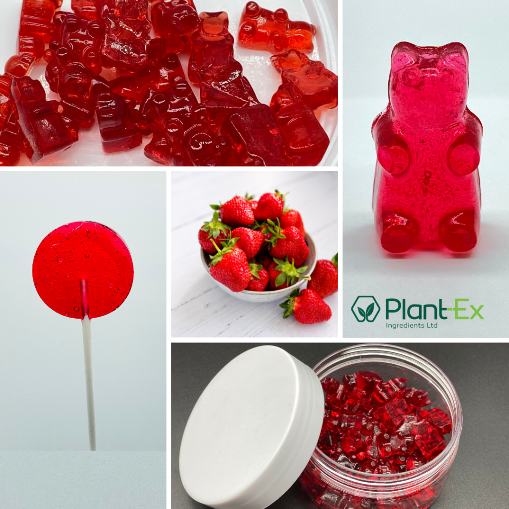 strawberry confectionary application - gummy bear and lollies